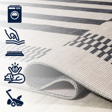 Vichy Geometric Striped Machine-washable Area Rug